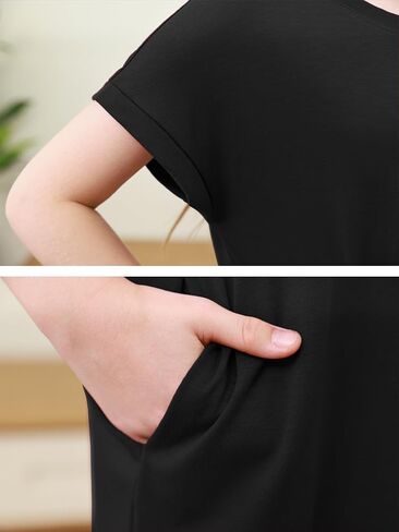GORLYA Girls Short Sleeve A-Line Loose Casual Shift Swing Summer T-Shirt Dress with Pockets 6-16Y in Kuwait