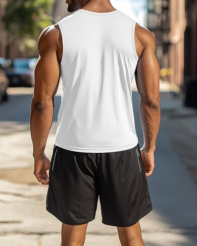 Huukeay 3 Pack Men's Big & Tall Sleeveless Muscle Shirts, Cotton Blend Gym Tank Tops Moisture Wicking Slim Fit Workout Tees in Saudi Arabia