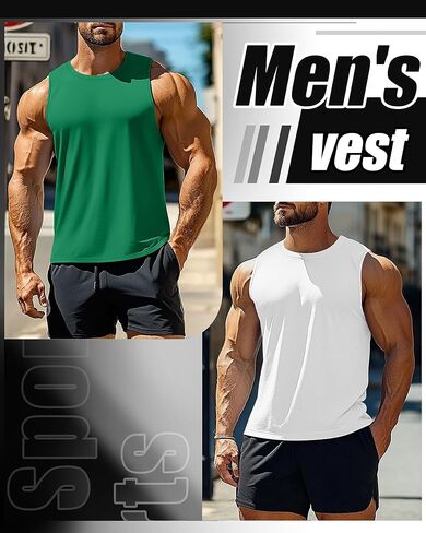 Huukeay 3 Pack Men's Big & Tall Sleeveless Muscle Shirts, Cotton Blend Gym Tank Tops Moisture Wicking Slim Fit Workout Tees in Saudi Arabia