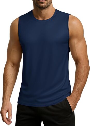 Men's Sleeveless Tank Top Quick Dry UPF 80+ Sun Protection Lightweight Athletic Gym Workout Muscle Shirts in Kuwait