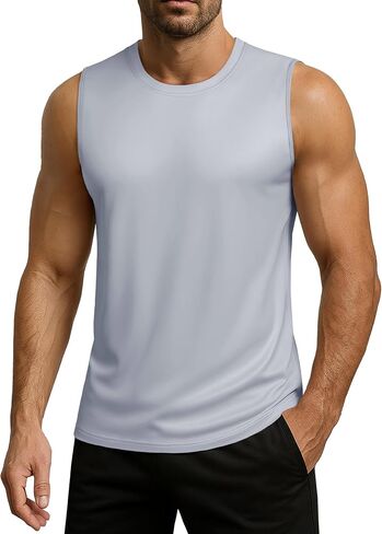 Men's Sleeveless Tank Top Quick Dry UPF 80+ Sun Protection Lightweight Athletic Gym Workout Muscle Shirts in Kuwait