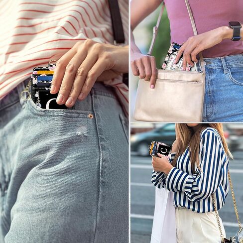 Slim Wallet Credit Card Holder, Initial Letter C, RFID Wallet Women Cute Small Front Pocket Wallet With Zipper, PU Leather Thin travel RFID Blocking Card Case ID Window,Ladies Gifts in Saudi Arabia