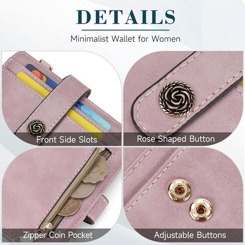 Aphison محفظة صغيرة محفظة RFID حظر الجلود نحيف محفظة سيدات BIFOLD مع جيب عملة بطاقة ائتمان بطاقة الائتمان in Kuwait