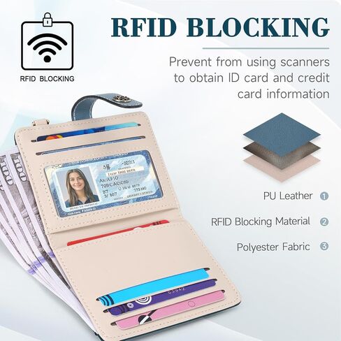 Aphison محفظة صغيرة محفظة RFID حظر الجلود نحيف محفظة سيدات BIFOLD مع جيب عملة بطاقة ائتمان بطاقة الائتمان in Kuwait