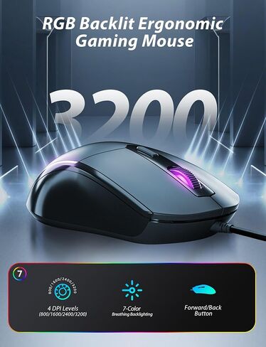 لوحة مفاتيح وماوس ميكانيكية للألعاب، 98 مفتاحًا بإضاءة خلفية LED مع مفتاح أزرق عائم باللون الرمادي، ماوس ألعاب RGB مريح مع مجموعة لوحة ماوس، لوحة مفاتيح سلكية مضادة للشبح لألعاب الكمبيوتر المحمول in Kuwait