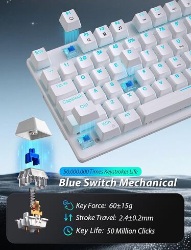 لوحة مفاتيح وماوس ميكانيكية للألعاب، 98 مفتاحًا بإضاءة خلفية LED مع مفتاح أزرق عائم باللون الرمادي، ماوس ألعاب RGB مريح مع مجموعة لوحة ماوس، لوحة مفاتيح سلكية مضادة للشبح لألعاب الكمبيوتر المحمول in Kuwait