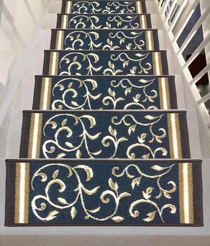 مداس السلالم الخلفية المطاطية غير القابلة للانزلاق من غلوريا - سجادات سلالم مقاومة للانزلاق - مجموعة من 7 قطع (8.5 بوصة × 26 بوصة) (7، Stair-1993) in Kuwait