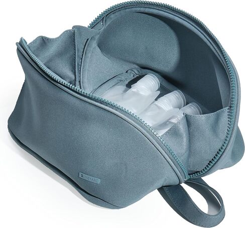 LINE+ARC Machine-Washable Neoprene Toiletry Bag (Ocean) Modern Blue Dopp Kit Soft Insulation for Cosmetics Makeup Travel Skincare Shaving Large Case Men Women Overnight Easy-to-Clean in Kuwait