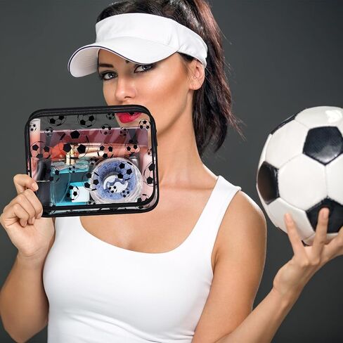 KACCTYEN 20 حزم هدايا الكرة اللينة مكياج أكياس الملحقات الرياضية واضحة السمة مستحضرات التجميل حقيبة 8 × 6 × 2.4 '' حقيبة سفر مقاومة للماء PVC PRESITER STORAGION in Kuwait