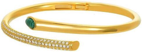 Gold Cuff Bangle Bracelet for Women Personalized Cubic Zirconia Open Bracelets Adjustable Oval Crystal Bangles Bracelets for Her in Saudi Arabia