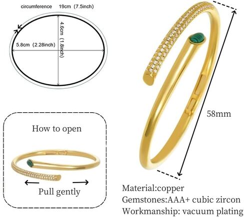 Gold Cuff Bangle Bracelet for Women Personalized Cubic Zirconia Open Bracelets Adjustable Oval Crystal Bangles Bracelets for Her in Saudi Arabia