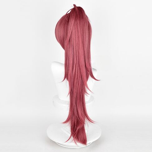 Anime Cosplay Wig Red Hair Wig with Bangs Straight Hair Wig with Long Ponytail Clip Heat Resistant Cosplay Show Wigs for Halloween 75 CM in Kuwait