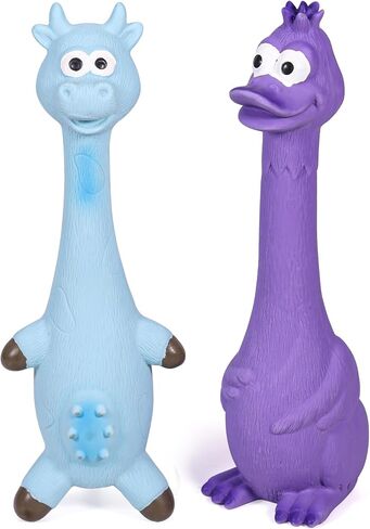 SCHITEC Squeaky Dog Toys, 3'' Interactive Latex Squeak Fetch Play Animal Balls, [2 Pack] Spiky Soft Rubber Puppy Teeth Clean Pet Toy for Small Medium Dogs in Saudi Arabia