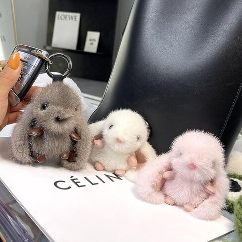 Cute Long Ears Rabbit Bunny keychain Plush Rabbit Fluffy Rabbit Key Ring Bag Charm Purse Pendant in Saudi Arabia