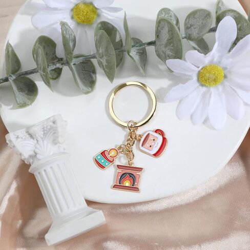 Merry Christmas Keychain,Featuring Bell,Tree,Santa,Elk for Son,Boyfriend,Husband,Dad,Daughter,Wife,Mom in Saudi Arabia