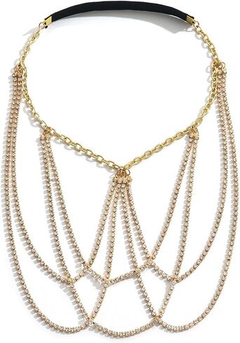 Rhinestone Tassel Thigh Chain Jewelry,Multi-layered Crystal Leg Chain,Sexy Adjustable Rhinestone Layered Thigh Body Chain Jewelry for Women in Saudi Arabia