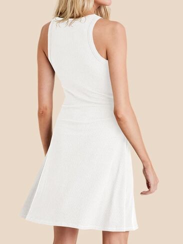 Wenrine Womens Summer Summer Tank Dress Dress مضلع متماسك أكمام in Kuwait