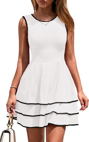 PRETTYGARDEN Women's 2025 Summer Sundresses Casual Elegant Sleeveless Flowy Tiered Ruffle A Line Mini Graduation Party Dress in Saudi Arabia