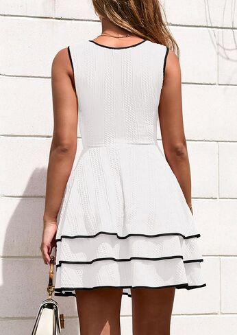 PRETTYGARDEN Women's 2025 Summer Sundresses Casual Elegant Sleeveless Flowy Tiered Ruffle A Line Mini Graduation Party Dress in Saudi Arabia