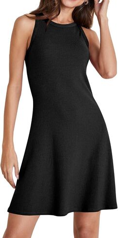 Wenrine Womens Summer Summer Tank Dress Dress مضلع متماسك أكمام in Saudi Arabia