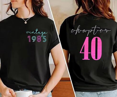 40th Birthday Gift T-Shirt Women Vintage 1985 Birthday Party Shirt Casual Short Sleeve 40 Bday Shirt Tee Tops in Saudi Arabia