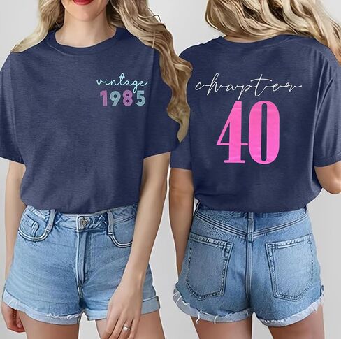 40th Birthday Gift T-Shirt Women Vintage 1985 Birthday Party Shirt Casual Short Sleeve 40 Bday Shirt Tee Tops in Saudi Arabia