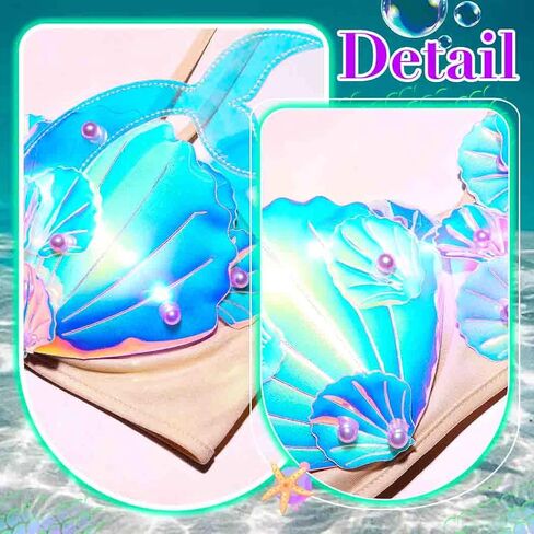 Zoestar Light Up Mermaid Costume Bra Top Flowing LED LED Shell Pearls Bikini Top Sparkly Summer Beach Bra for Women in Kuwait