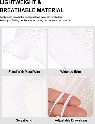 Womens Straw Sun Hat Wide Brim Hand Woven Foldable Beach Bucket Hat for Summer Travel UV Protection UPF 50+ in Saudi Arabia