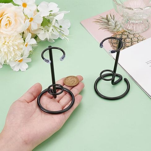 NBEADS 4 Pcs Small Crystal Wand Display Stand, Iron Arms Display Stand Display Easel Holder for Small Gemstones Crystal Mineral Agate 2.4x3.7 inch, Black in Kuwait
