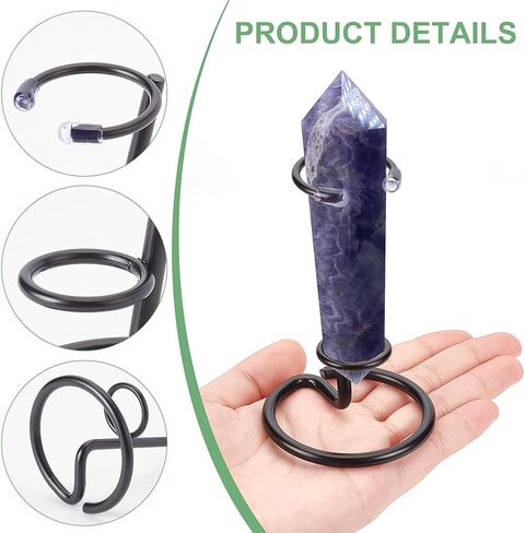 NBEADS 4 Pcs Small Crystal Wand Display Stand, Iron Arms Display Stand Display Easel Holder for Small Gemstones Crystal Mineral Agate 2.4x3.7 inch, Black in Kuwait