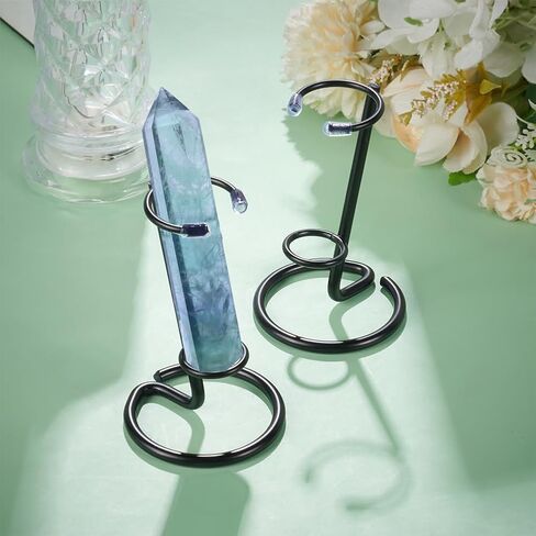 NBEADS 4 Pcs Small Crystal Wand Display Stand, Iron Arms Display Stand Display Easel Holder for Small Gemstones Crystal Mineral Agate 2.4x3.7 inch, Black in Kuwait