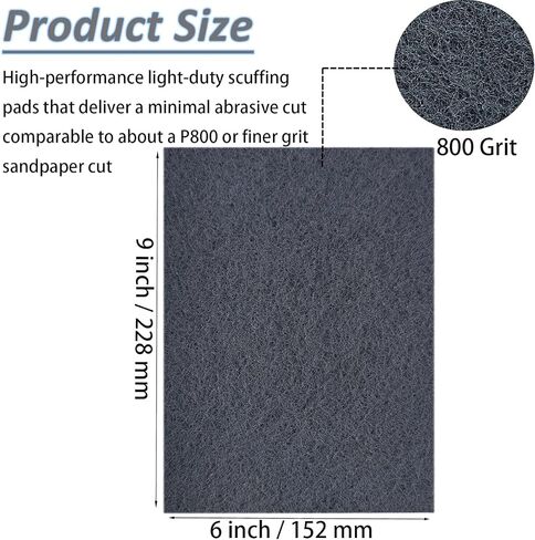 Tonmp 10 Pack 6 x 9 Inch 800 Grit General Purpose Scuff Pads for Scuffing, Scouring, Sanding, Paint Primer Prep Adhesion Scratch - Surface Preparation Automotive Car Auto Body Woodworking (Grey) in Saudi Arabia