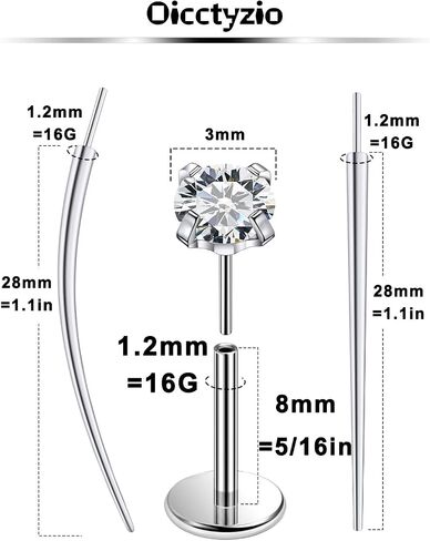 F136 Titanium 20/18/16g غير مراتية عاهرة الظهر أقراط الأقطاب أنف أنف Lip Labret Medusa Monroe Percing Jewelry مع تفتق للنساء الرجال in Kuwait
