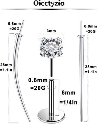 F136 Titanium 20/18/16g غير مراتية عاهرة الظهر أقراط الأقطاب أنف أنف Lip Labret Medusa Monroe Percing Jewelry مع تفتق للنساء الرجال in Kuwait