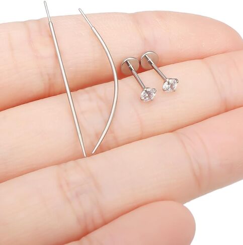 F136 Titanium 20/18/16g غير مراتية عاهرة الظهر أقراط الأقطاب أنف أنف Lip Labret Medusa Monroe Percing Jewelry مع تفتق للنساء الرجال in Kuwait