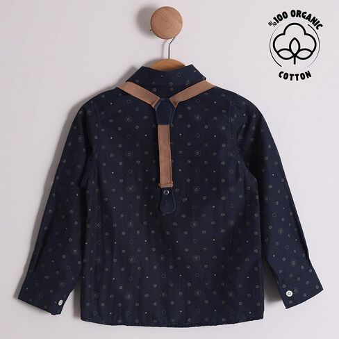 POLLİTO Four-Piece Set for Toddler Boys | Patterned Short-Sleeve Shirt, Bow Tie, Suspenders, and Trousers | Outfits for Boys in Saudi Arabia