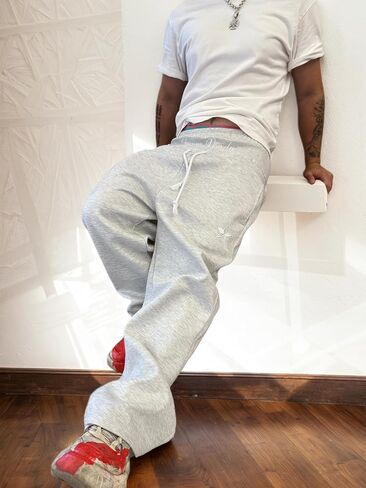 Mens Y2K Hip-Hop Sweatpants Drawstring Embroidery Double Waisted Baggy Wide Leg Vintage Workout Pants in Saudi Arabia