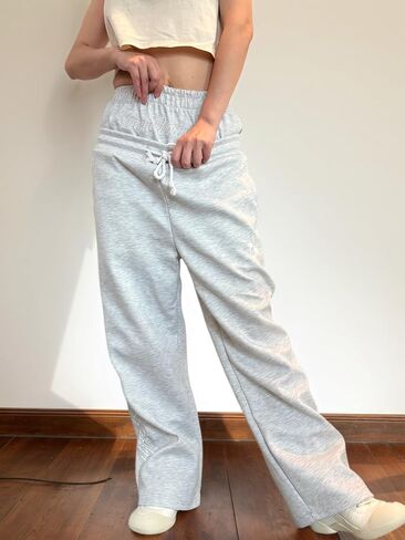 Mens Y2K Hip-Hop Sweatpants Drawstring Embroidery Double Waisted Baggy Wide Leg Vintage Workout Pants in Saudi Arabia