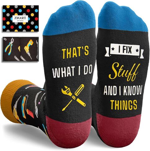 Zmart Funny Gifts For Men Women - Chainsaw Mechanic Middle Finger Socks, Handyman Gifts in Saudi Arabia