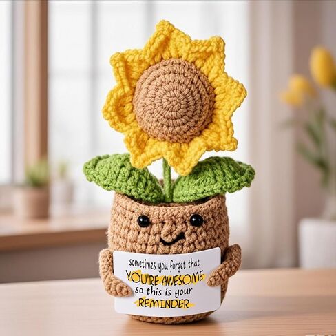 Appreciation Gifts for Teacher,Positive Emotional Handmade Crochet Sunflower,Teacher Day Gifts,Sometimes You Forget You're Awesome,Teacher's Birthday Thank You Gift,Christmas,Graduation Presents in Saudi Arabia