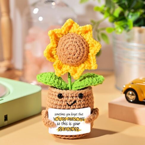 Appreciation Gifts for Teacher,Positive Emotional Handmade Crochet Sunflower,Teacher Day Gifts,Sometimes You Forget You're Awesome,Teacher's Birthday Thank You Gift,Christmas,Graduation Presents in Saudi Arabia