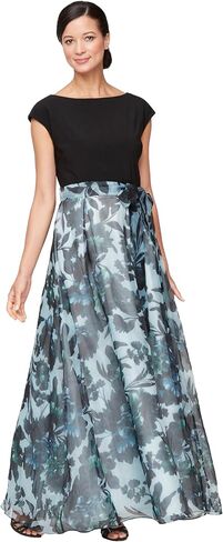 S.L. Fashions Women's Long Floral Print Sleeveless Special Occasion, Wedding Guest Dress W/Belt (Petite and Regular Sizes) in Saudi Arabia
