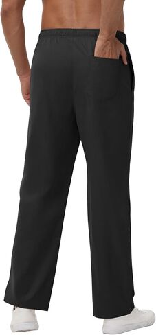 Ficerd 3 Pack Pack Men Cutton Cotton Chino Pants ، Summer Lounge Elastic Weist Pronts Strain Bansers مع جيوب in Kuwait