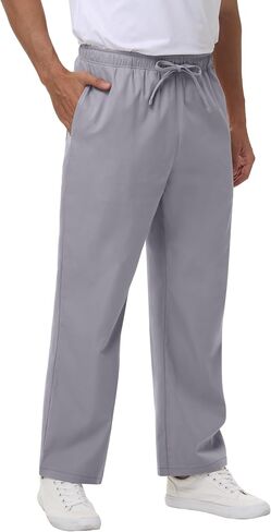 Ficerd 3 Pack Pack Men Cutton Cotton Chino Pants ، Summer Lounge Elastic Weist Pronts Strain Bansers مع جيوب in Kuwait