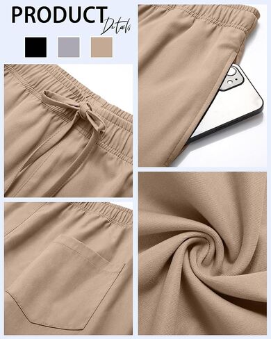 Ficerd 3 Pack Pack Men Cutton Cotton Chino Pants ، Summer Lounge Elastic Weist Pronts Strain Bansers مع جيوب in Kuwait