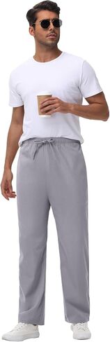 Ficerd 3 Pack Pack Men Cutton Cotton Chino Pants ، Summer Lounge Elastic Weist Pronts Strain Bansers مع جيوب in Kuwait