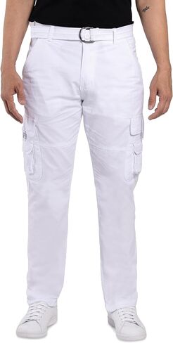 X RAY Mens Cargo Pants, Soft Cotton W/Deep Pockets & Belt Cargo Pants for Men Work and Travel in Saudi Arabia