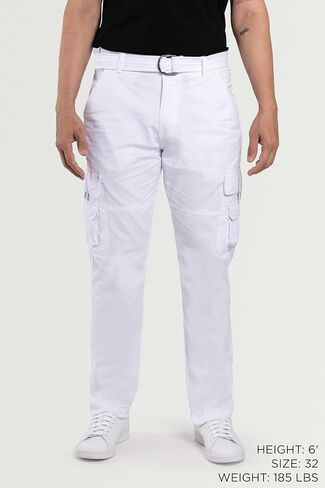X RAY Mens Cargo Pants, Soft Cotton W/Deep Pockets & Belt Cargo Pants for Men Work and Travel in Saudi Arabia
