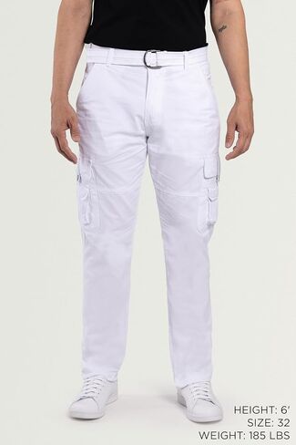 X RAY Mens Cargo Pants, Soft Cotton W/Deep Pockets & Belt Cargo Pants for Men Work and Travel in Saudi Arabia
