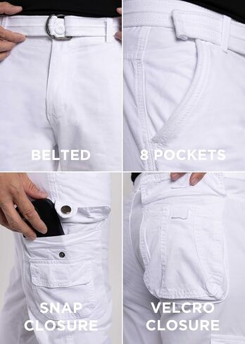 X RAY Mens Cargo Pants, Soft Cotton W/Deep Pockets & Belt Cargo Pants for Men Work and Travel in Saudi Arabia